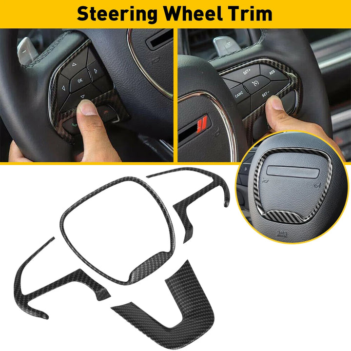 Steering Wheel Decoration Cover Trim Sticker for Dodge Challenger Durango Charger 2015-2022 2021 2020 Car Interior Mouldings ABS