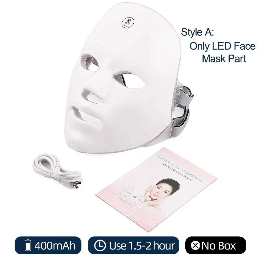 7-Color LED Facial &amp; Neck Light Therapy Mask