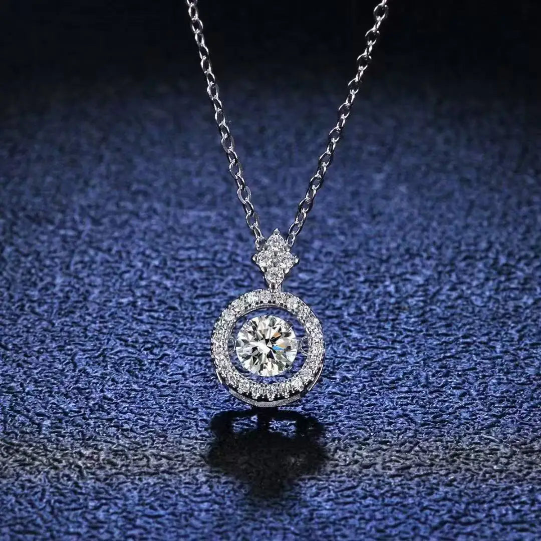 1ct Moissanite Necklace 925 Sterling Silver Women's Pendant Clavicle Chain Jewelry Decor Mother's Day Valentine's Day Proposal E