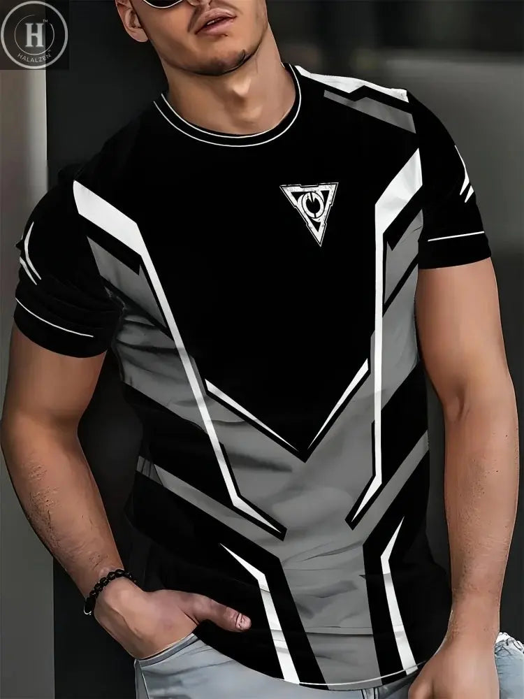 Skull Print Men's T-Shirt Summer Casual Wear for Men Sports Fitness Short-Sleeve T-Shirt for Men Streetwear Fashion Top for Men HALALZEN