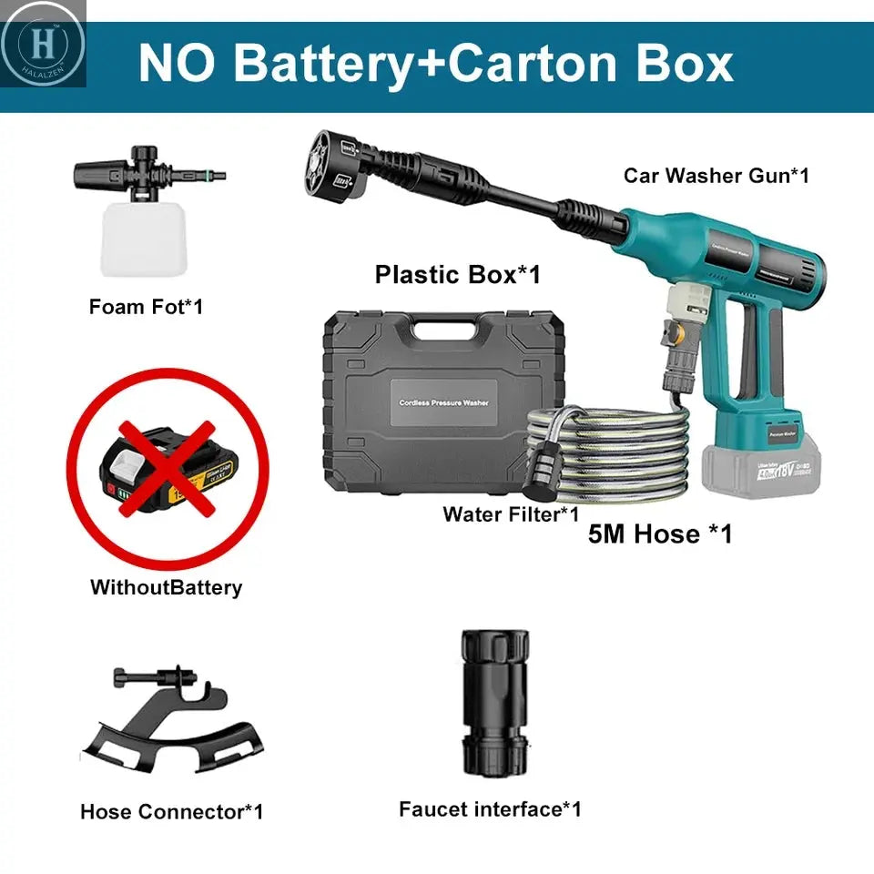 Brushless Electric High Pressure Washer 250Bar 6 IN1 Cordless 4 Gears Car Wash Water Gun Garden Spray Gun for Makita 18V Battery HALALZEN