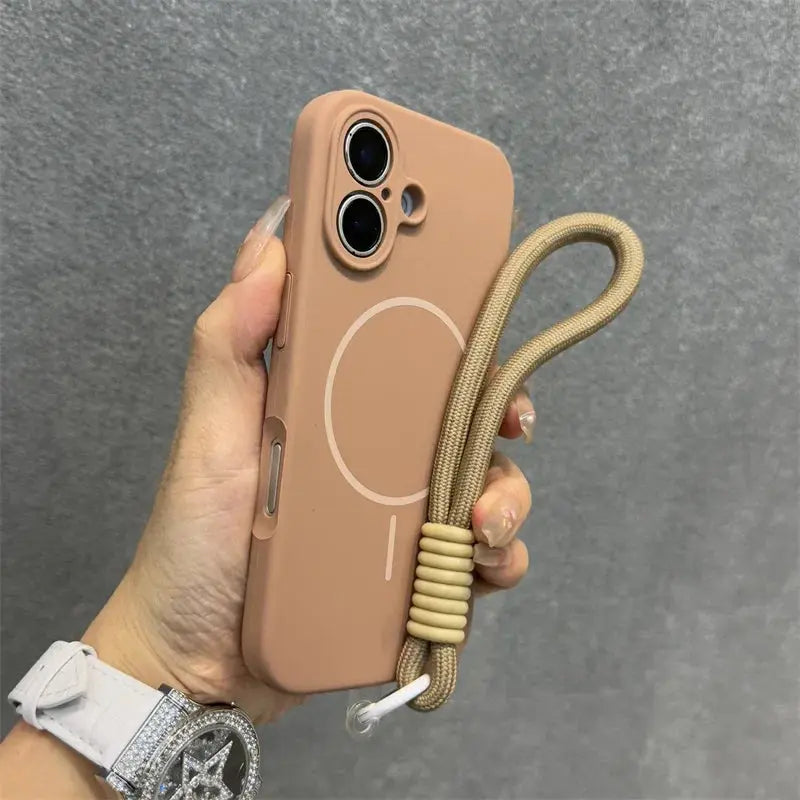 Luxury Candy Liquid Silicone Magsafe Case for iPhone 17 16 15 14 13 12 Pro Max Soft Shockproof Magnetic Lanyard Strap Cover Halalzen UK