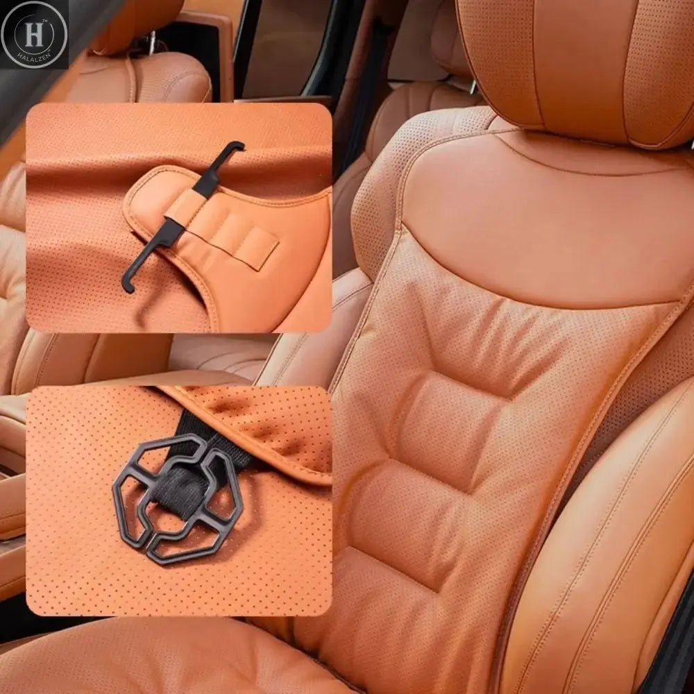 Non-slip Car Leather Cushion Soft Good Breathability Ventilated Four-season Cushion Universal Cotton Auto Seat Cushion Travel HALALZEN