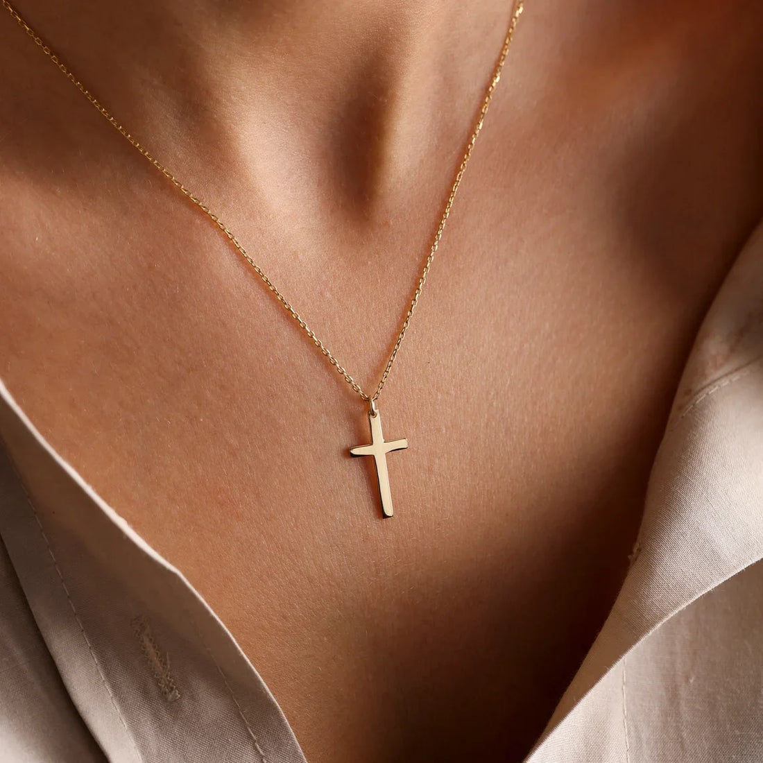 Fashion Stainless Steel Cross Gold Silver Color Necklace for Women Men Exquisite Chain  Necklaces Jewelry Birthday Present