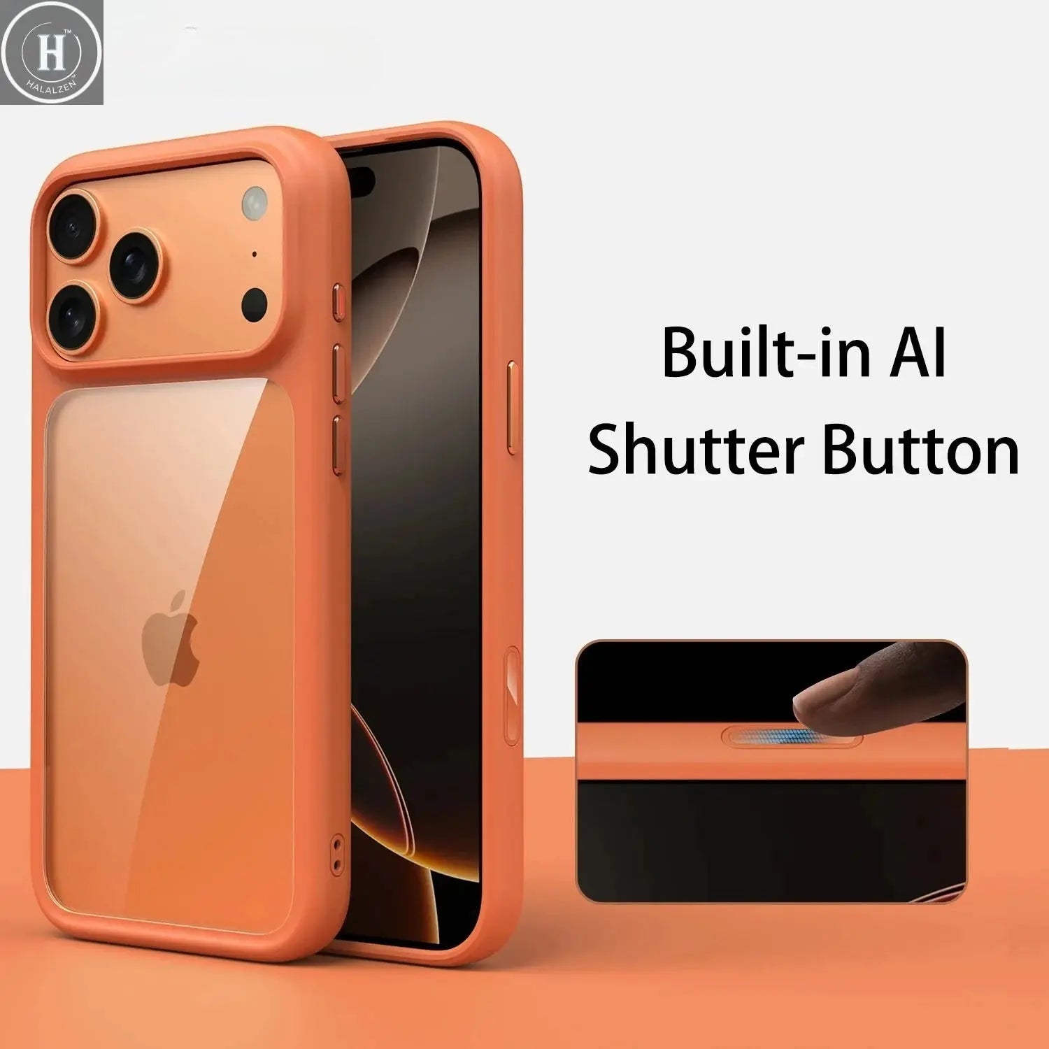 Luxury Orange Matte Transparent Phone Case For iPhone 17 Pro Max 17Pro 17 Metal Buttons Skin Feel Shockproof Protective Cover Halalzen UK