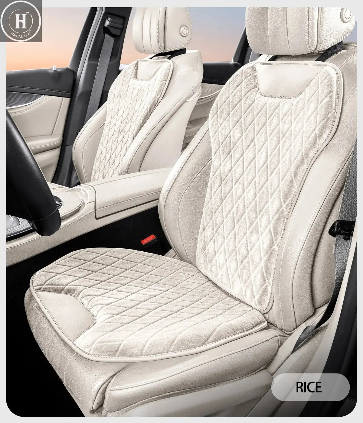 2Pcs Universal Fit Car Seat Mats Flannel Coverage Back Seat Supports Pad Protector Covers Non-Slip Cushion Interior Accessories HALALZEN