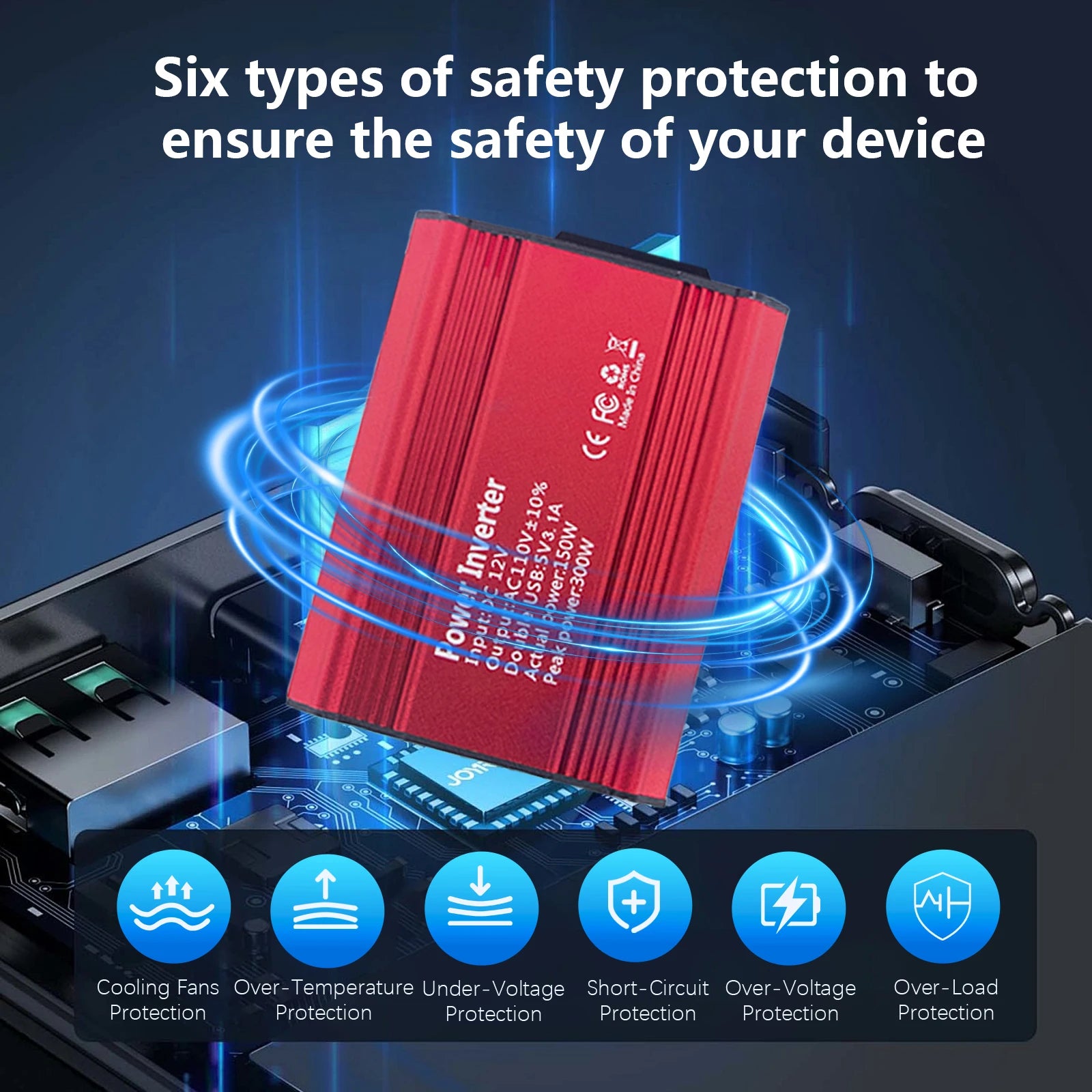 DC 12V to 110V AC Car Inverter 300W DC to AC Power Converter Automatic Transformer With US Socket Dual USB Car Adapter Dropsh