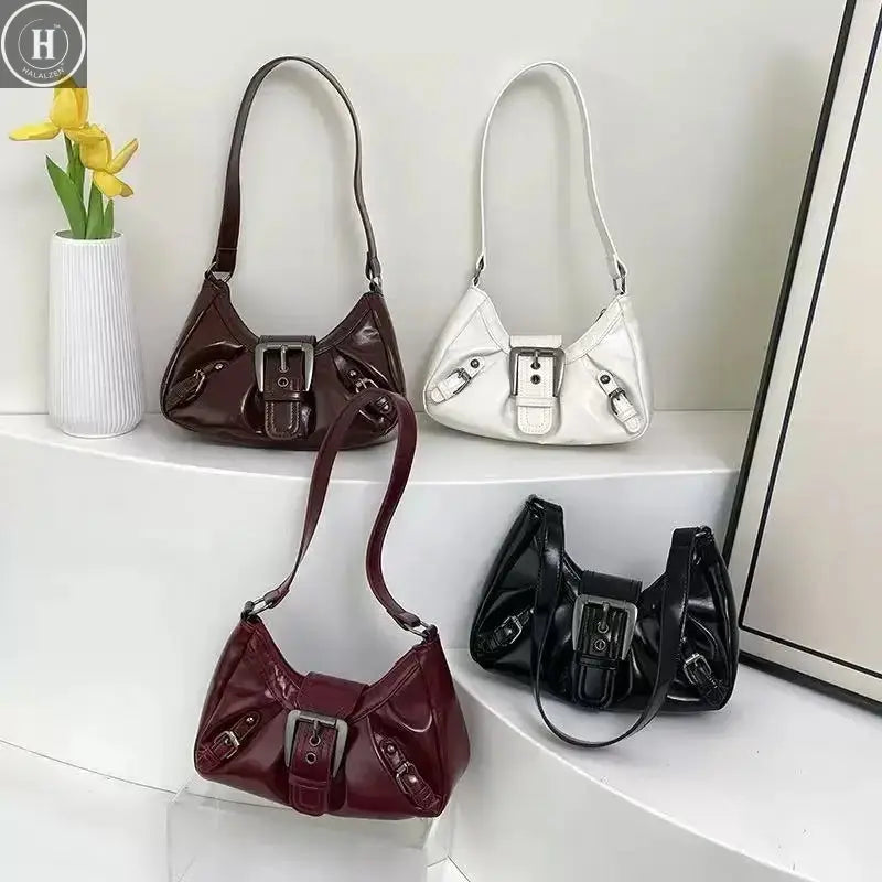 Y2K Retro Pleated Hobo Shoulder Bag for Women Hot Selling Maillard Style Underarm Bag Clutch Handbags for Travel Work Shopping HALALZEN