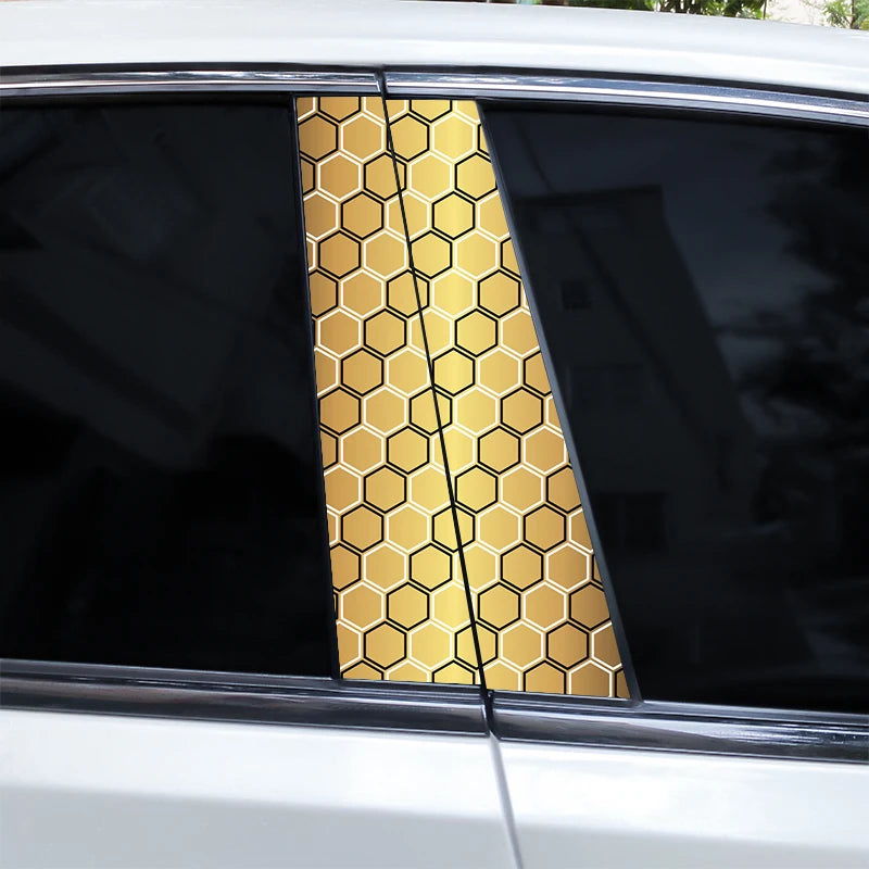 2pcs Polygonal Honeycomb Car Stickers Car Door Pillar Stickers Anti-Scratch Vinyl Stickers Car Center B Pillar DIY Stickers