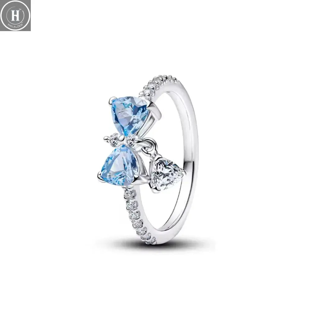 2026 Bestseller 925 Silver, Heart-Shaped Butterfly Ring, Sizes 6, 7, 8, 9, Perfect for European Women's Exquisite Charm Jewelry HALALZEN