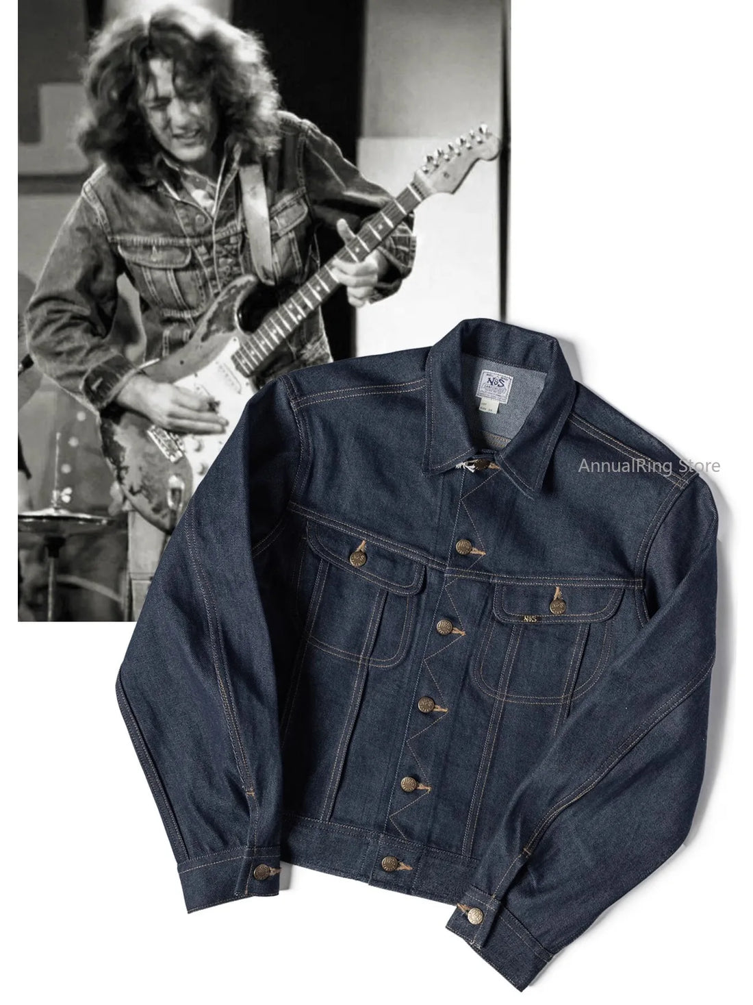 NON STOCK FLYERS Primary Color Left Oblique Anti-shrink Denim 101J Short Denim Jacket Retro Knight Jacket