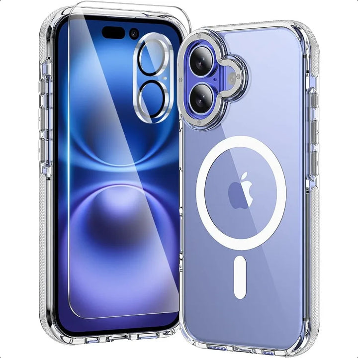 3 in 1 for iPhone 16 Case Clear with MagSafe YellowingResistant Acrylic Back Shockproof Guard Corners MilitaryGrade Protection
