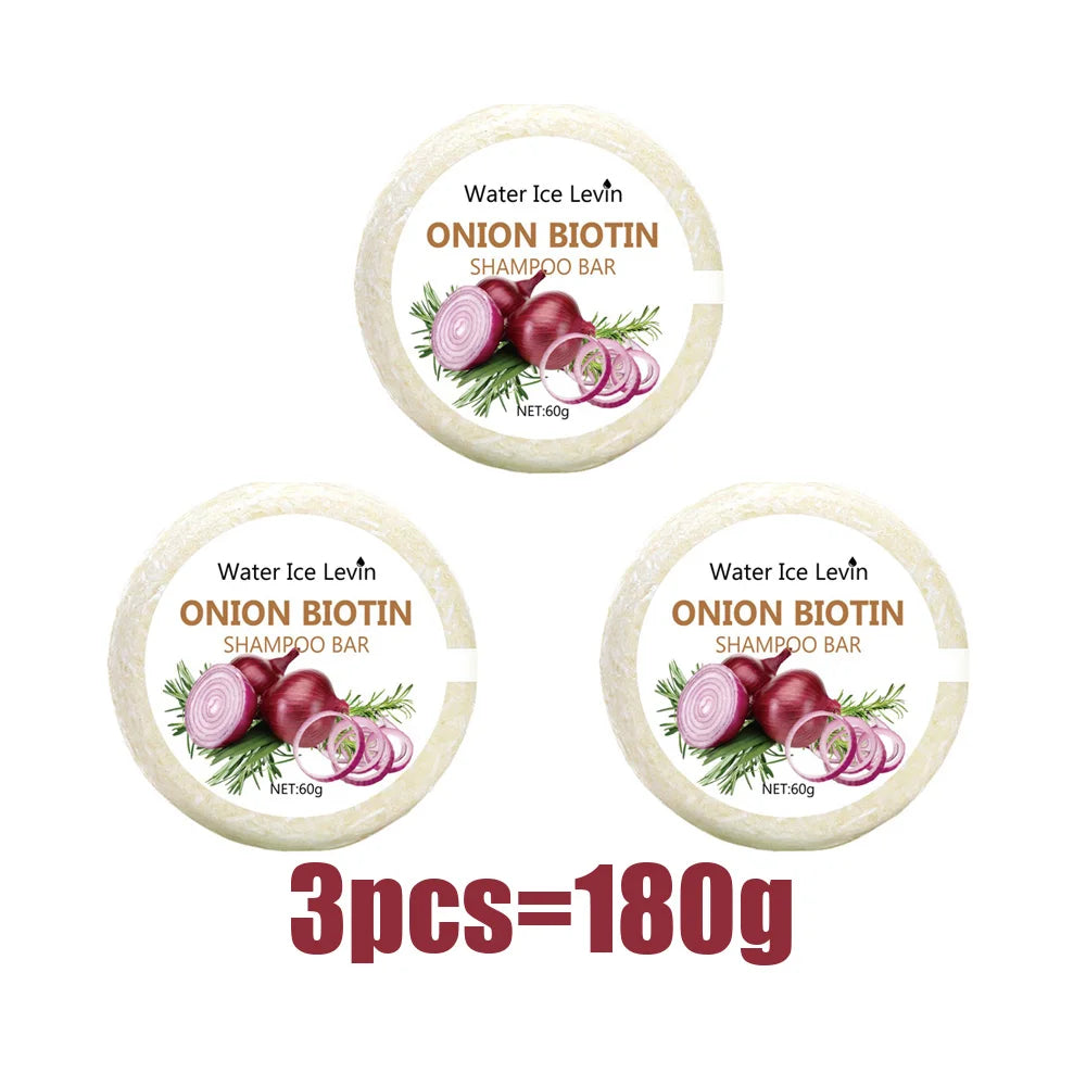 Onion and Biotin Shampoo Soap - 60g, Suitable for All Hair Types, Moisturizing and Smoothing, Rich in Rosemary Extract
