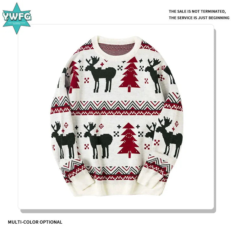 Men's American-style Christmas knitted pullover sweater, 2025 autumn/winter style round-neck long-sleeve knitted sweater.