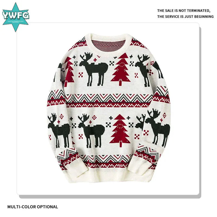 Men's American-style Christmas knitted pullover sweater, 2025 autumn/winter style round-neck long-sleeve knitted sweater.