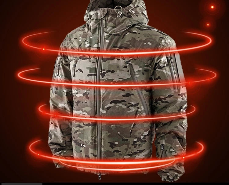 2.0 Upgrades Tactical Jacket Men Outdoor Hiking Windproof Warm Hooded Windbreaker Coat Camo Cotton Clothes Winter Jackets Male