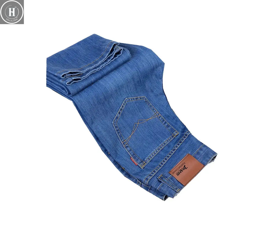 2025 New Autumn Classic Men's Fitted Stretch Jeans High-end Blue Black Casual All-Match Pants Straight Leg Men's Pants HALALZEN
