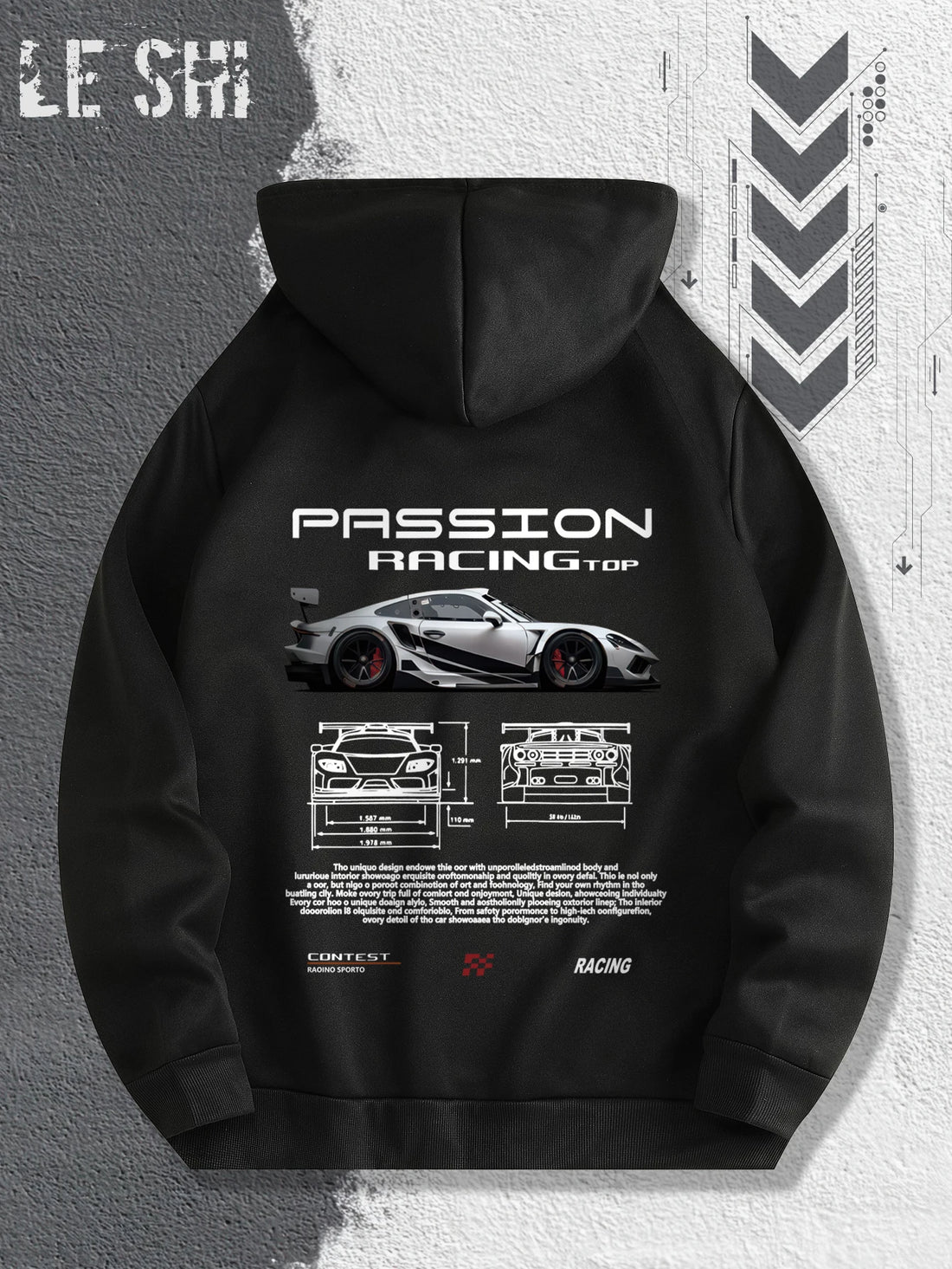 Men'S Passionate Racing Graphic Hoodie Featuring Race Cars and Sports Car Illustrations, Perfect for Everyday Wear