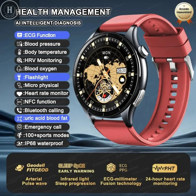 For XIAOMI 2025 New ECG+PPG Smartwatch Precise Uric Acid Blood Lipids Pressure Body Analysis Smart Watch Men BT Call NFC Watches HALALZEN