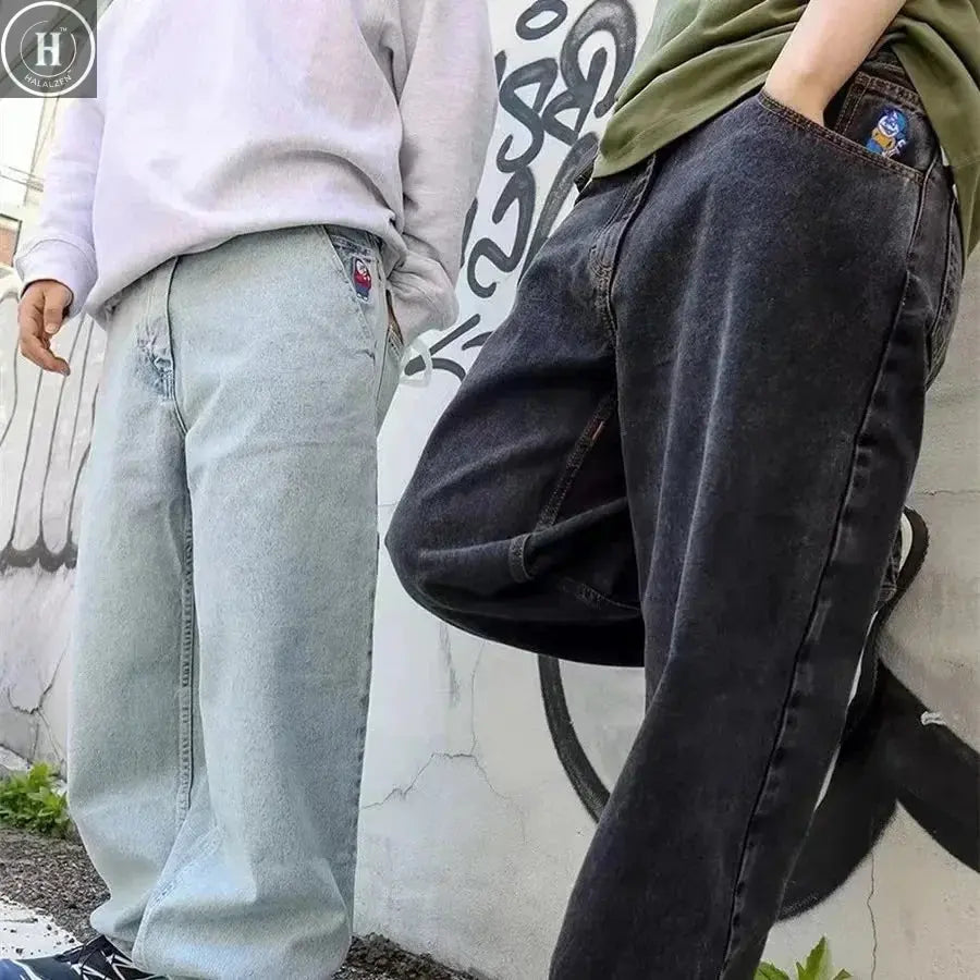 90s Big Boy Jeans for Men Streetwear Baggy Jeans Embroidery Denim Leisure Simple Dime Pants Women Jeans Mujer Hot traf jean HALALZEN