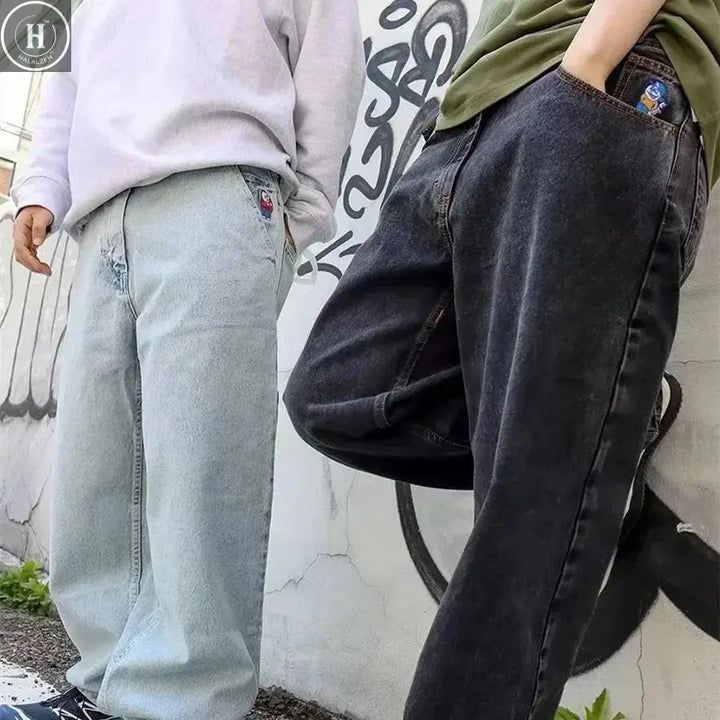 90s Big Boy Jeans for Men Streetwear Baggy Jeans Embroidery Denim Leisure Simple Dime Pants Women Jeans Mujer Hot traf jean HALALZEN