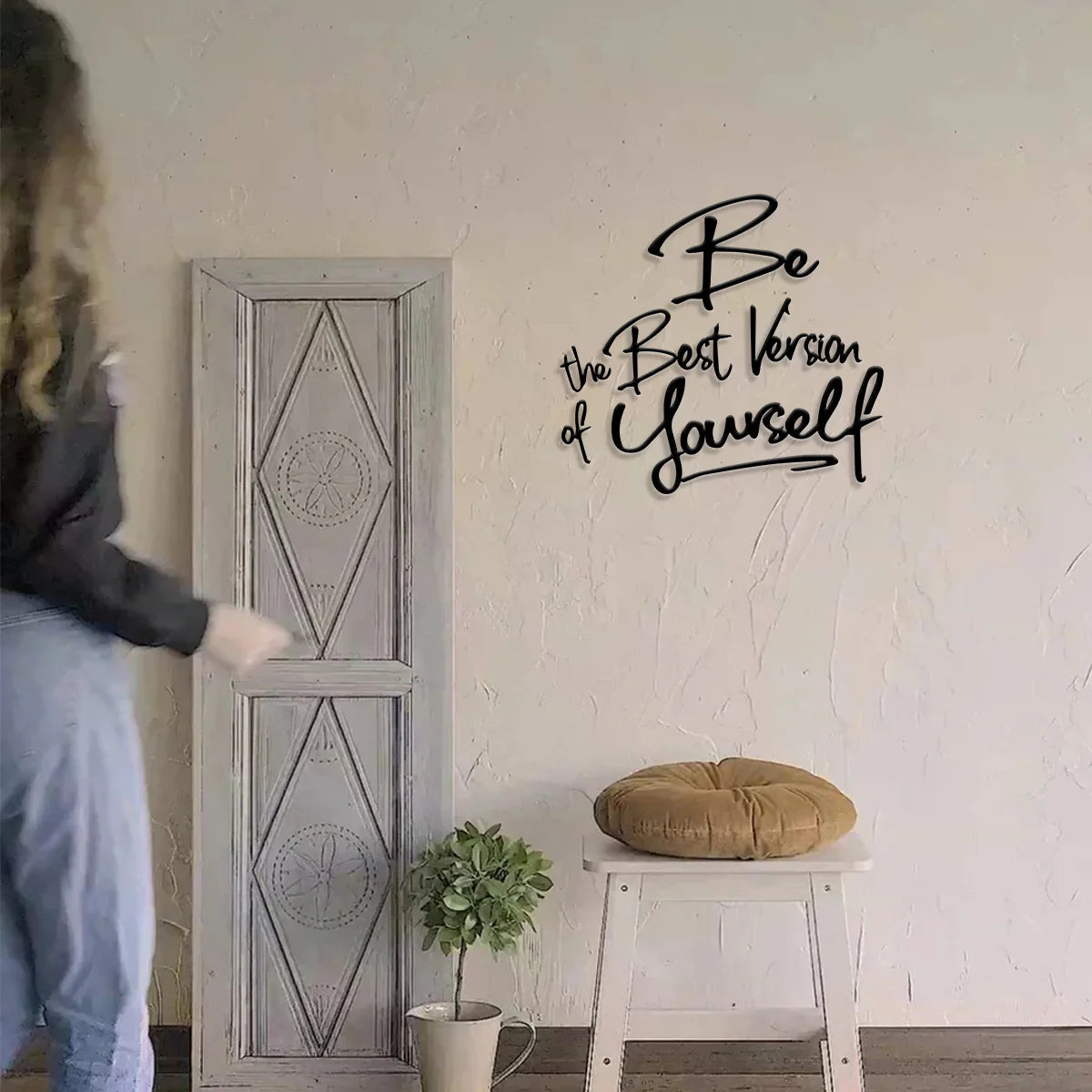 1pc Metal Wall Art with Get Shit Done Quote - Black and White Wall Decor for Bedroom, Living Room, Bathroom - Metal Art Wall