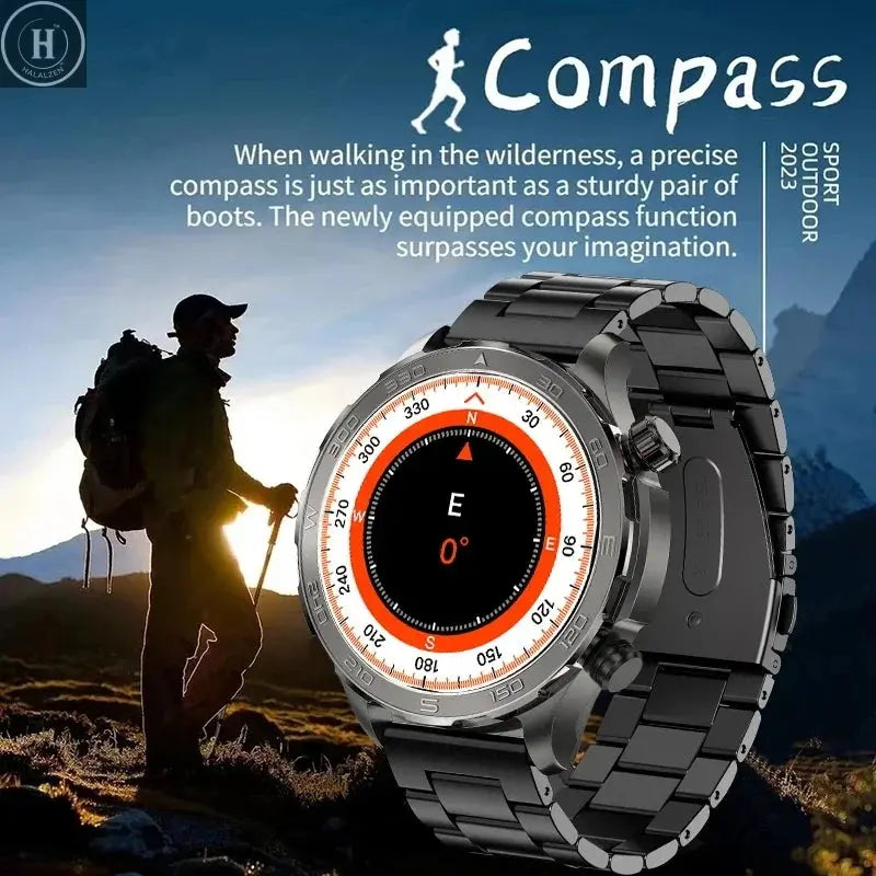 New GPS Track Smart Watch Men AMOLED HD Screen Outdoor Sports Fitness Heart Rate NFC IP68 Waterproof Bluetooth Call Smart Watch HALALZEN