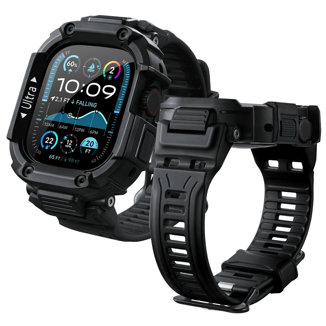 Oatsbasf Protector Frame Cover for Apple Watch Ultra 1/2 49mm Case Bumper Protective Drop Resistant Case for iWatch Series 1 2