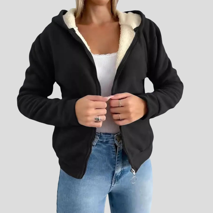 Women Fleece Jacket Trendy Zipper Hooded Fleece Coats Long Sleeve Caaual Loose Fall Winter Sweatshirt Outdoor Clothes Women