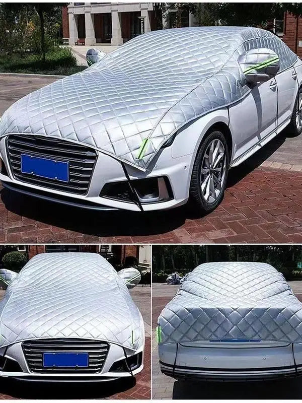 Universal Half Car Cover Waterproof Outdoor Thicken Breathable Snowproof Dustproof Covers of Most Cars Sunshade Car Accessories