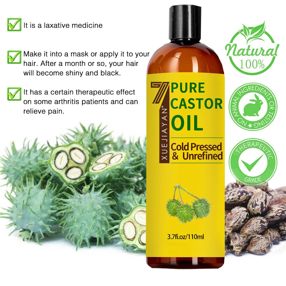 100% Pure And Castor Oil For  Eyelashes Hair Growth, And Eyebrows - Carrier Oil For Essential Oils, Aromatherapy And Massage HALALZEN