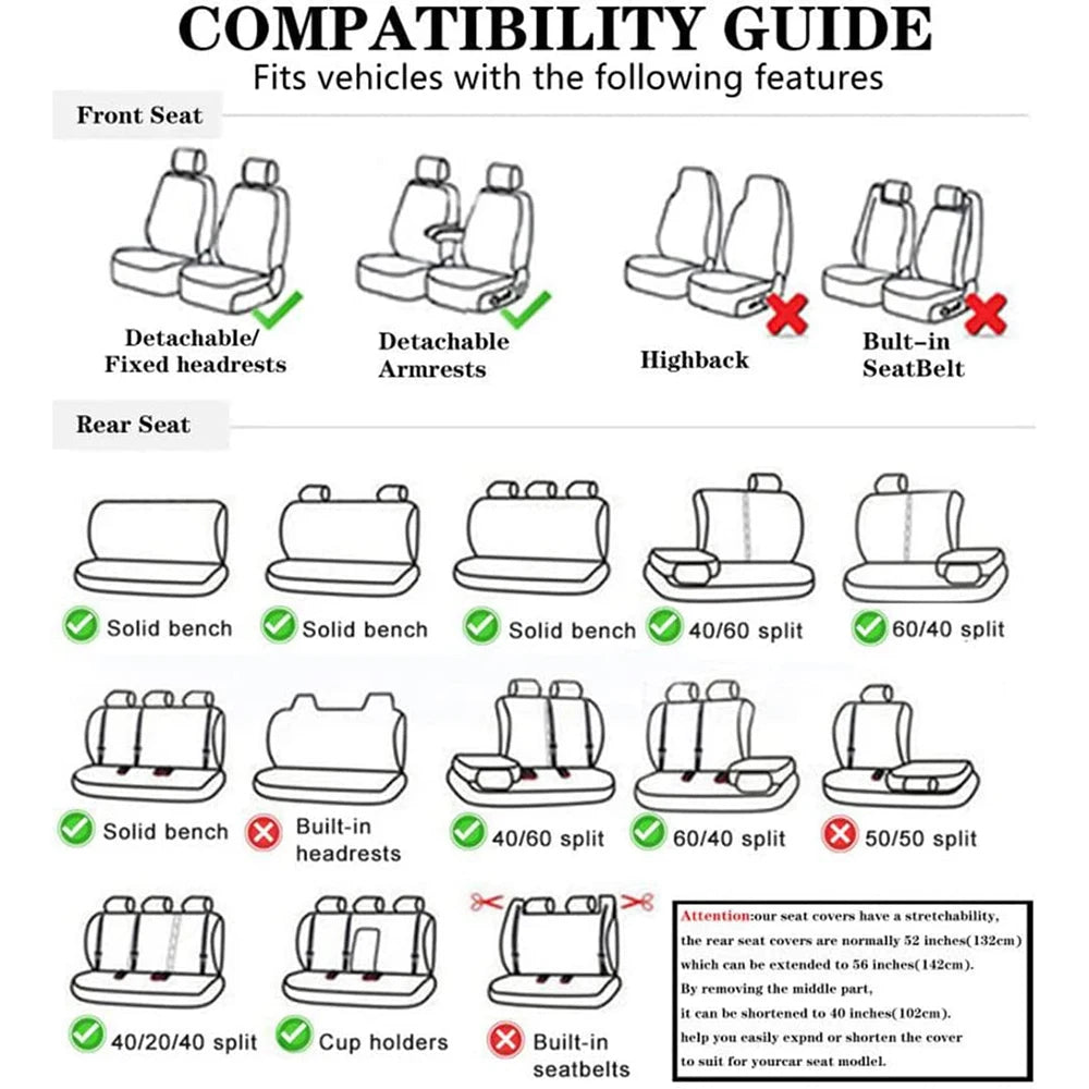 5 Sets Of Luxurious Universal Seat Covers In Black And Green Colors, Including Standard Waterproof Headrests And Lumbar Pillows