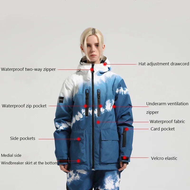 New Style Ski Jackets Winter Thickened Insulation Waterproof Skiing Jackets Comfortable Loose Windproof Snowboarding Overcoats