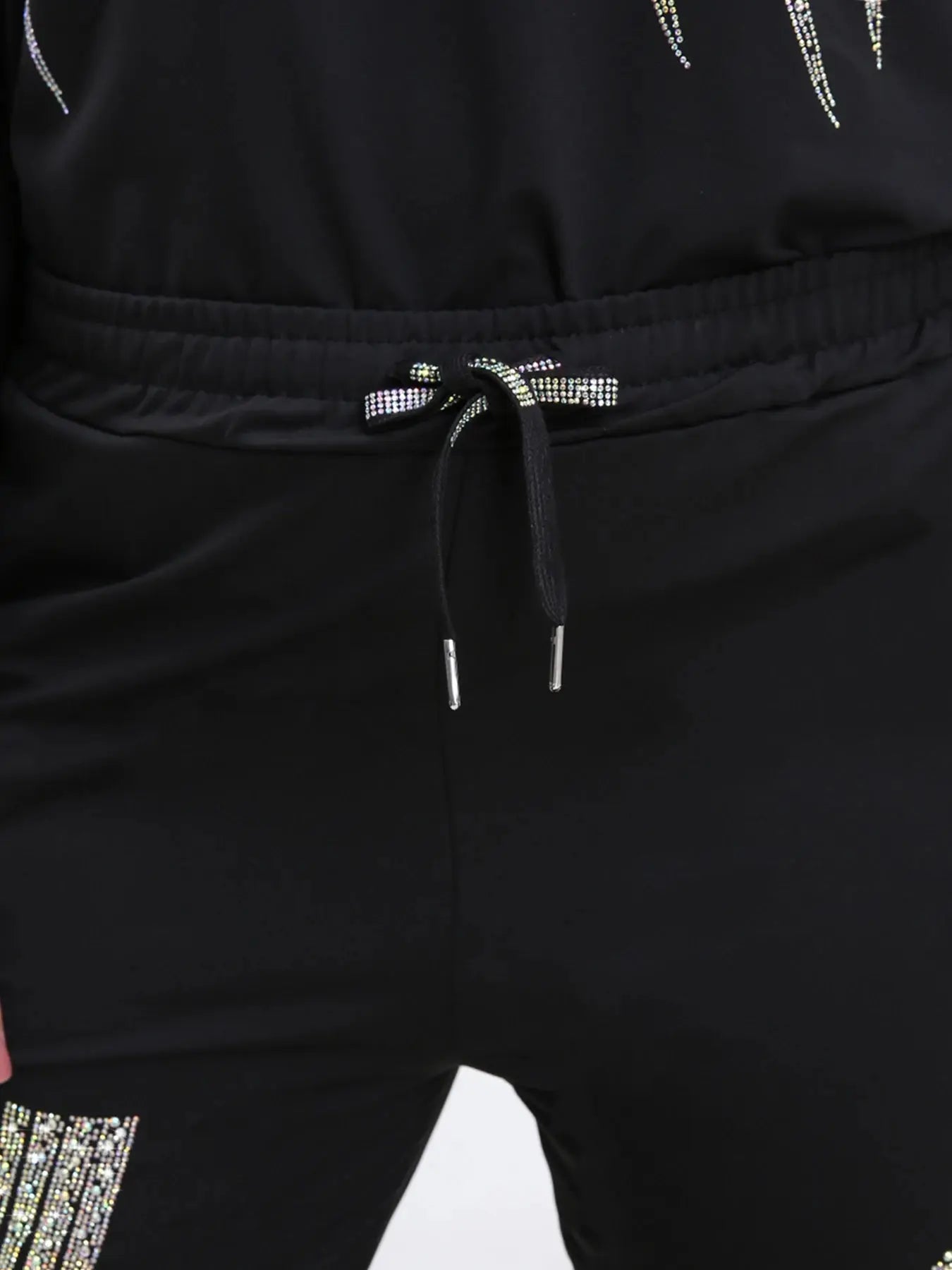 Plus Size Sweatpants for Women Drawstring Rhinestones Graphic High Waisted Joggers with Pockets Elastic Waist Casual Halalzen UK