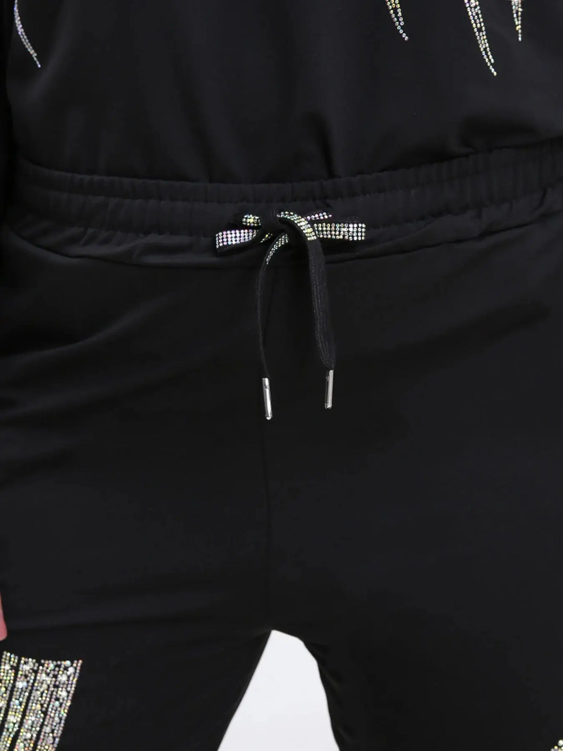 Plus Size Sweatpants for Women Drawstring Rhinestones Graphic High Waisted Joggers with Pockets Elastic Waist Casual Halalzen UK