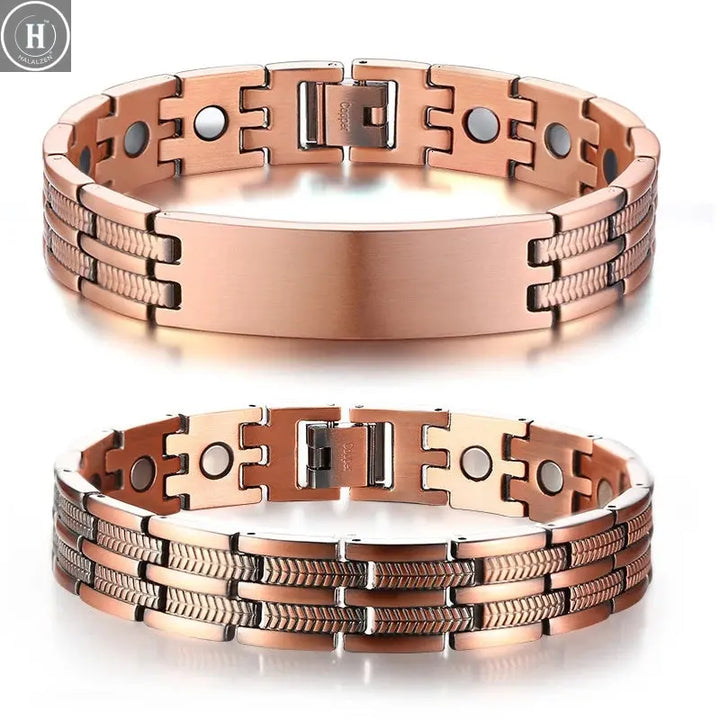 Mens Copper Health Healing Therapy Wristband Bracelet 8.3inch For Arthritis Free Adjustable Tool HALALZEN