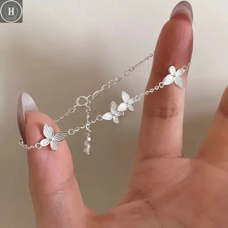 VENTFILLE 925 Sterling Silver Butterfly Bracelet for Girl Bead String Design Insect Fashion Versatile Jewelry Gift Dropshipping HALALZEN