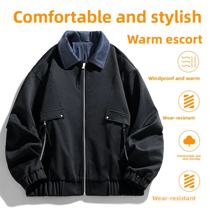 M-8XL New Style Large Size Denim Fake Two-piece Jacket for Men,Personalized Contrast Color,Loose Hong Kong Style Men's Outerwear