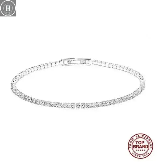Real 3MM D VVS Moissanite Tennis Bracelet Passes Diamond Sparkling Test Solid S925 Jewelry Wedding Women Gift HALALZEN