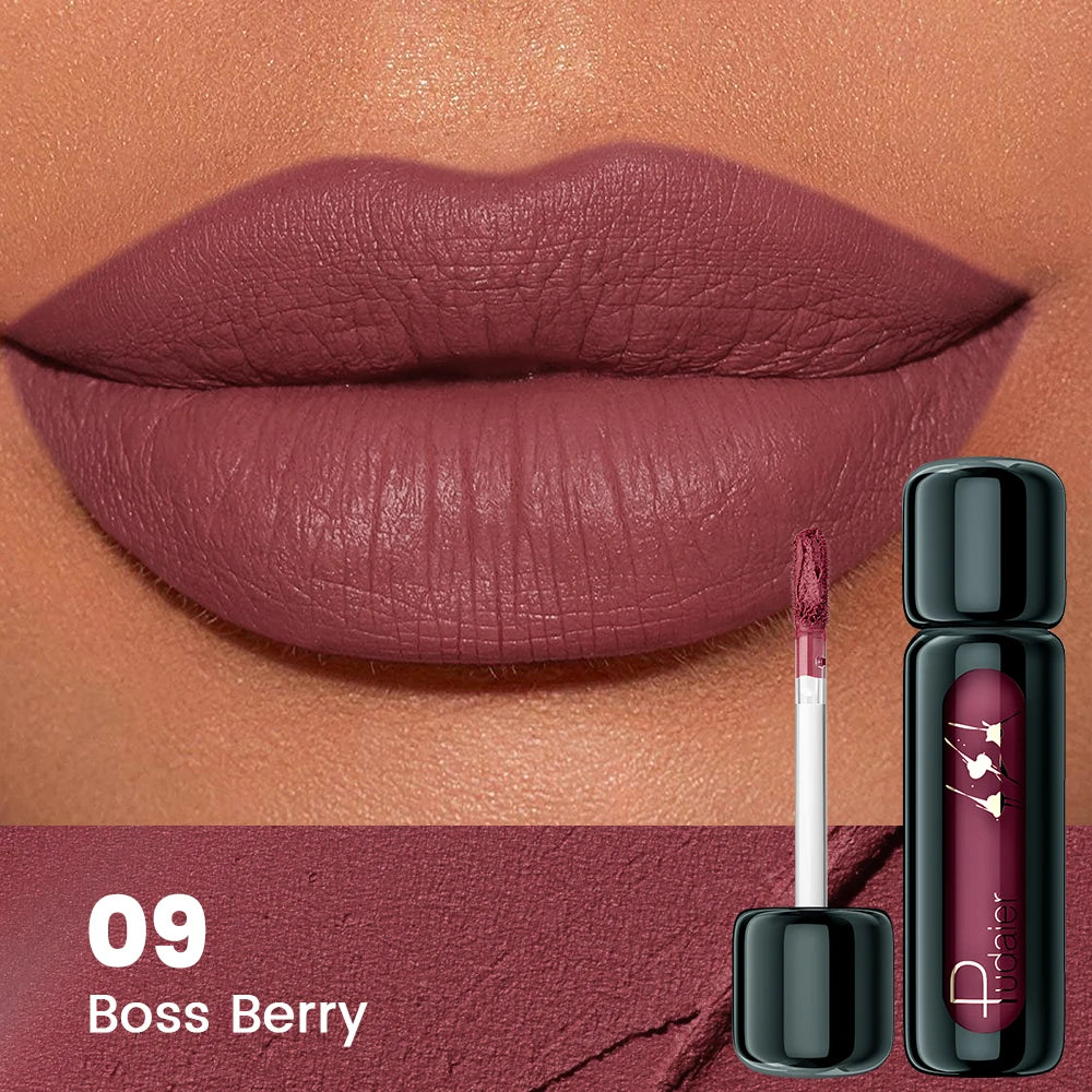 1pc Matte Velvet Lip Gloss, Highly Saturated Liquid Lip Mud, Non-Stick Long Lasting, All Skin Tones Compatible, 5 Shades Mixed P
