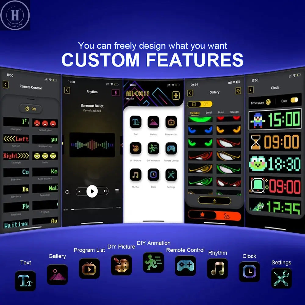 2PCS Devil Eyes Light Car Window Flexible LED Display Screen Matrix Pixel Panel Demon Dynamic Eye Light For Car Truck Windshield HALALZEN