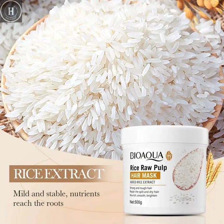 Rice Puree Hair Mask Natural Hair Growth Repair Dry Damaged Anti-Breakage Thicker Nourish Moisturize Healthier Hair Care Product HALALZEN