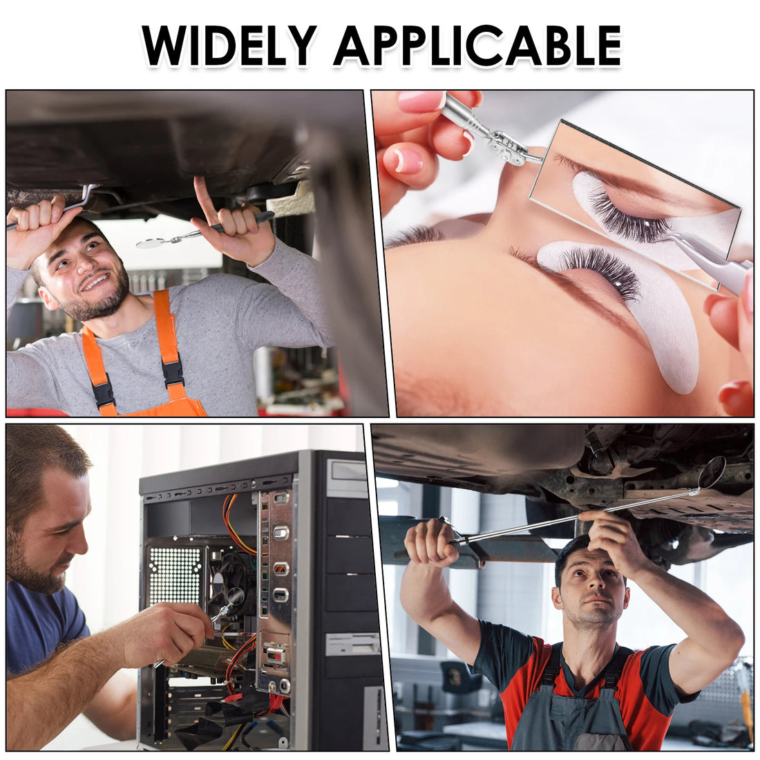 5Pcs 360° Inspection Mirror Adjust Telescoping Mirrors Extend Mechanic Tools Inspection Mirror Telescopic Handle Repairing Tools