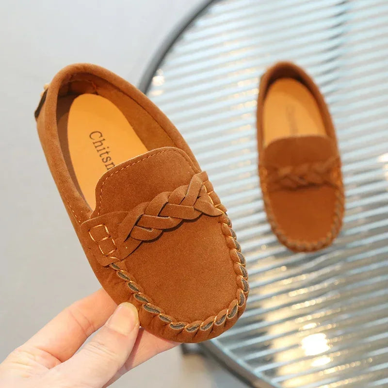 Boys Leather Shoes Fashion Kids Flats Loafers Slip-on Moccasins Classic Children Party Shoes 2024 Spring Autumn Soft Breathable