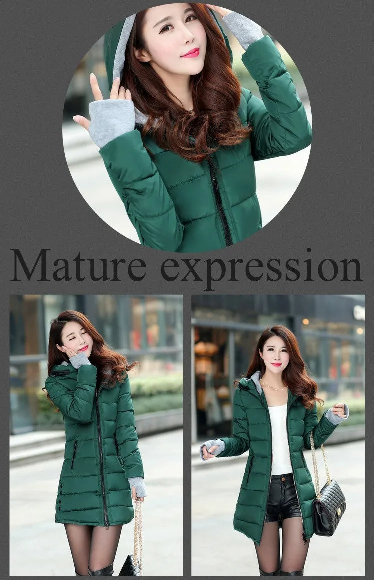 Fashion Casual Women Waterproof Down Cotton Jacket Autumn Winter Long Parkas Overcoat Warm Thick Lady Hooded Padded Coat