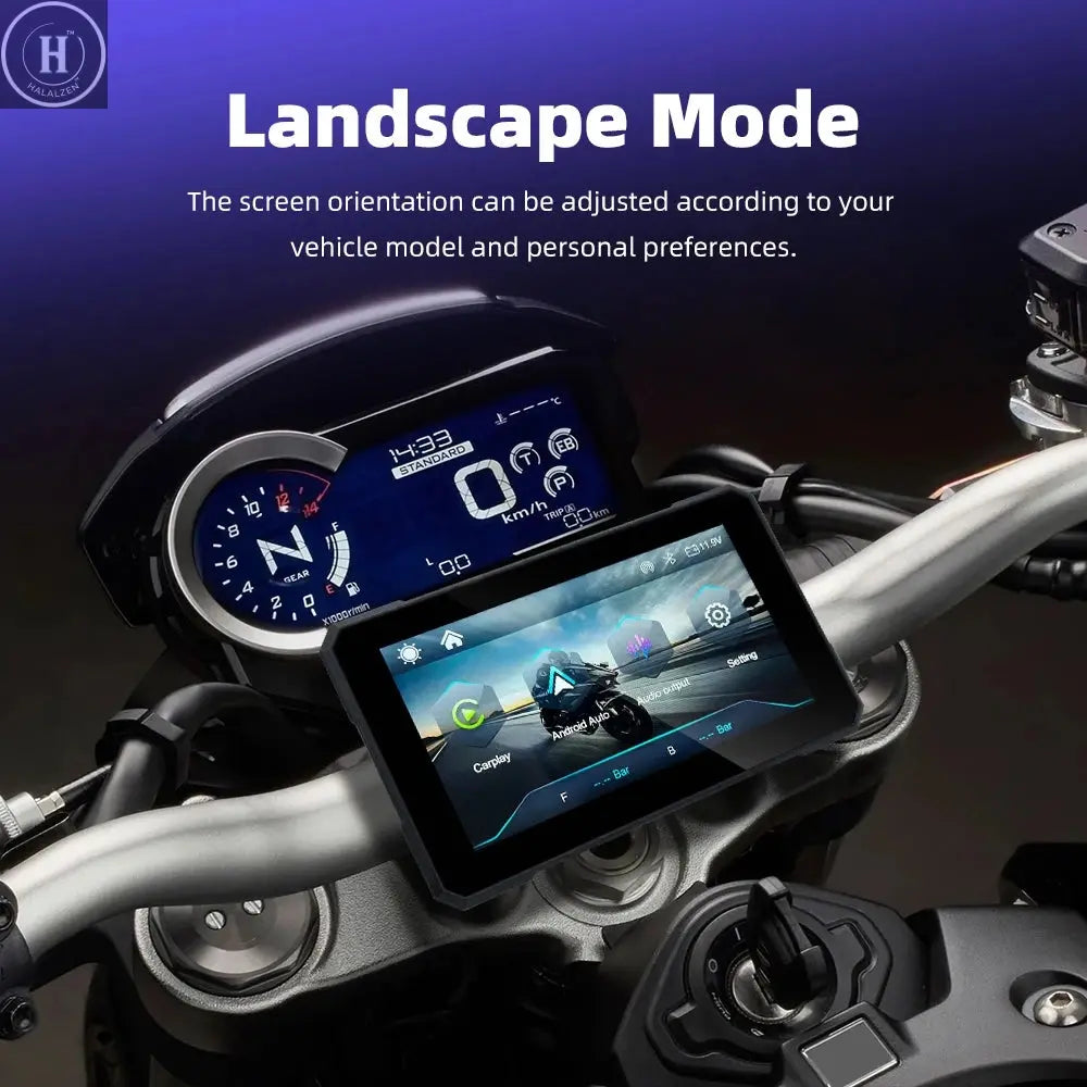 EKIY Wireless CarPlay Moto Android Auto 5.0 inch Portable Digital Dashboard Motorcycle Navigation GPS Removable Display Screen HALALZEN