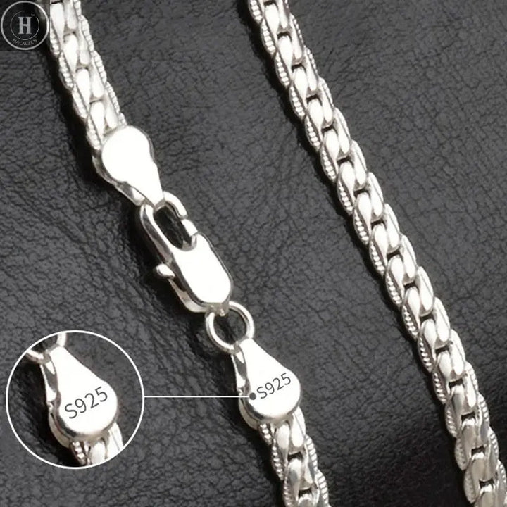 18K Gold/Silver Color 6mm Full Sideways Necklace 8/18/20/24 Inch Chain For Woman Men Fashion Wedding Engagement Jewelry HALALZEN