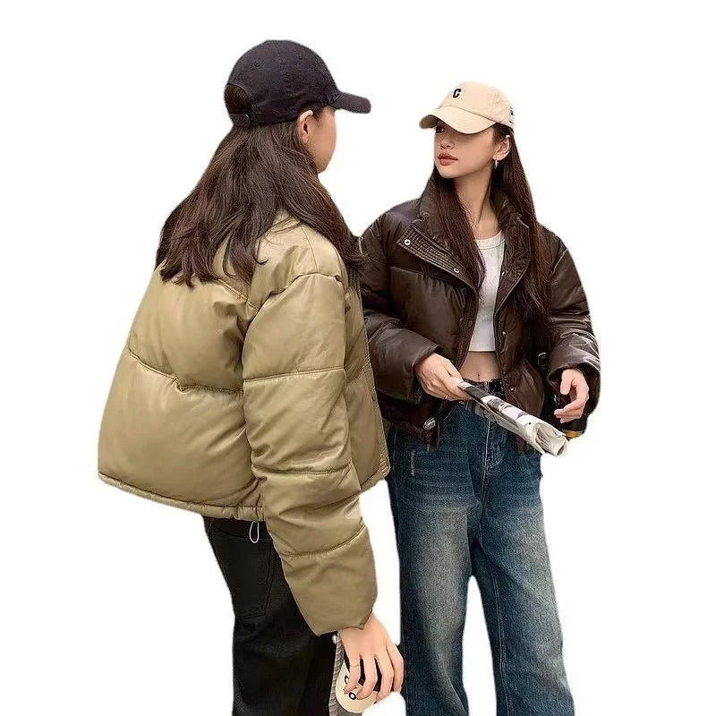 Korean Women's Padded Jacket Winter Parkas 2024 New Cropped Down Cotton Oversize Jacket Puffer Snow Coats Loose Waterproof Outwe