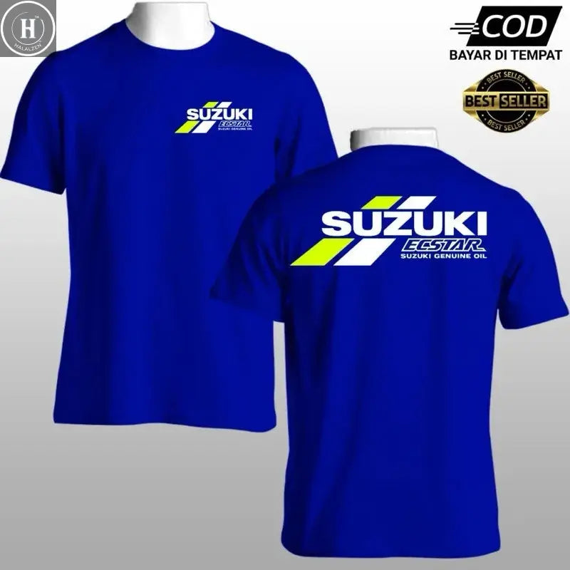 Suzuki motorcycle graphic print men's and women's short-sleeved T-shirt, 100% cotton, car theme casual men's crew neck T-shirt HALALZEN