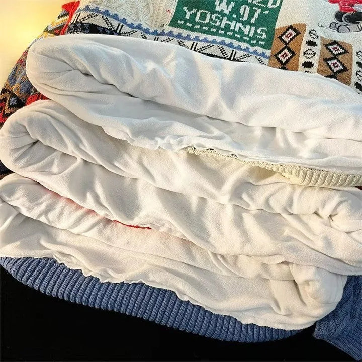 New Retro Christmas Tree Style Sweater For Men And Women In Autumn And Winter With Loose High Neck And Velvet Padded Sweater Top